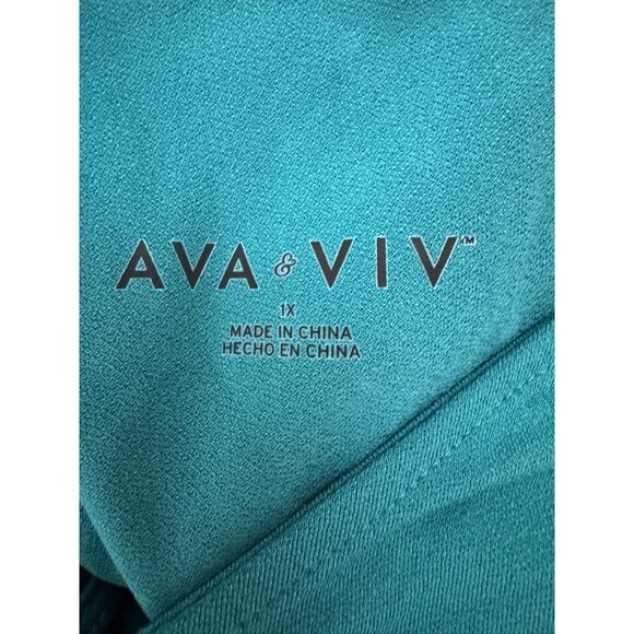 Ava & Viv‎ Laguna Teal High-Low Dress with Tie Size 1X 16 Plus Sz Summer Stretch - Picture 8 of 9